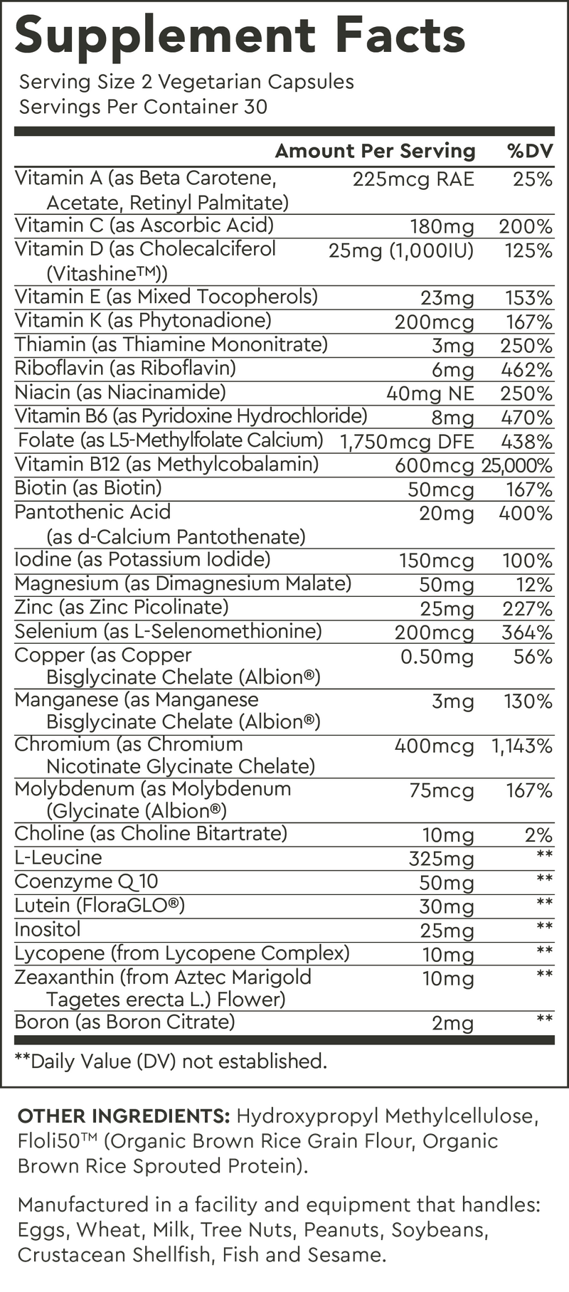 Supplement Facts for Default Title